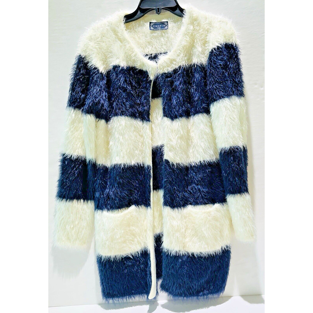 CHOPIN FROM ROMA, ITALY UNIQUE CHIC BOHO TRENDY BOLD STRIPES CARDIGAN LARGE